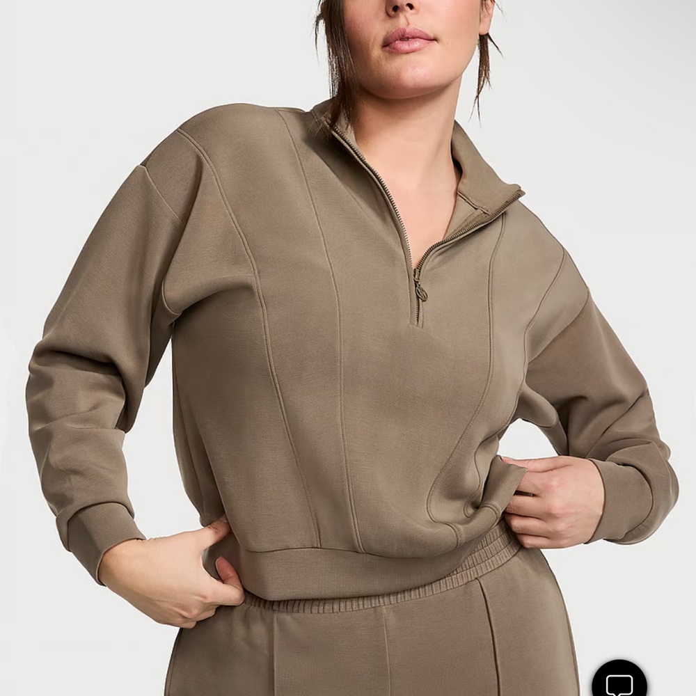 Olive green, looks more green in person quarter zip workout top